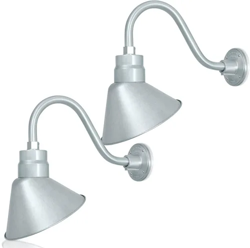 Miniatura 40 de Lámpara de señal de cuello de cisne con pantalla angular negra satinada de 10 pulgadas con brazo de extensión largo de 22 pulgadas, aplique de pared