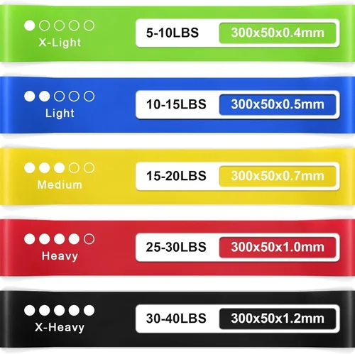 Miniatura 6 de Juego de bandas de resistencia, bandas de ejercicio portátiles de 6 niveles para entrenamiento de fuerza, estiramiento, fitness para interiores