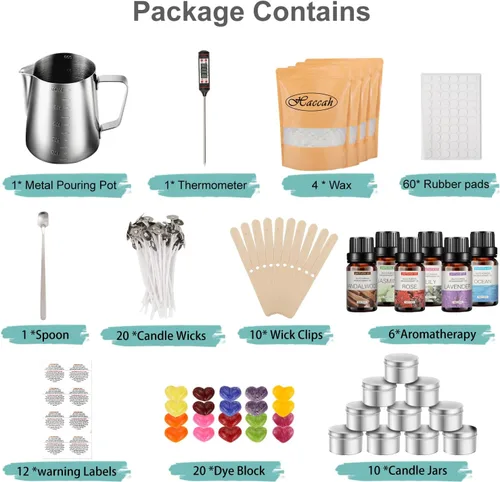Miniatura 4 de Haccah Kit completo de fabricación de velas, suministros para hacer velas, kits de manualidades y manualidades para adultos, principiantes