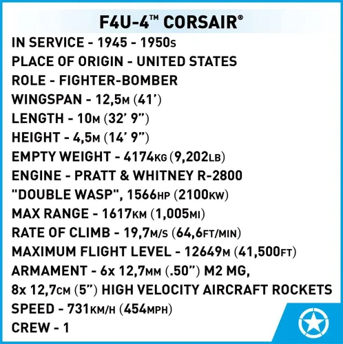 Miniatura 12 de COBI Colección Histórica Guerra de Corea F4U-4 ™ Corsair® Avión