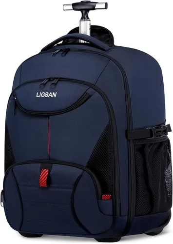 Miniatura 8 de Mochila con ruedas, mochila grande con ruedas para hombres, mujeres y adultos, mochila impermeable de 17 pulgadas para portátil de viaje, bolsa