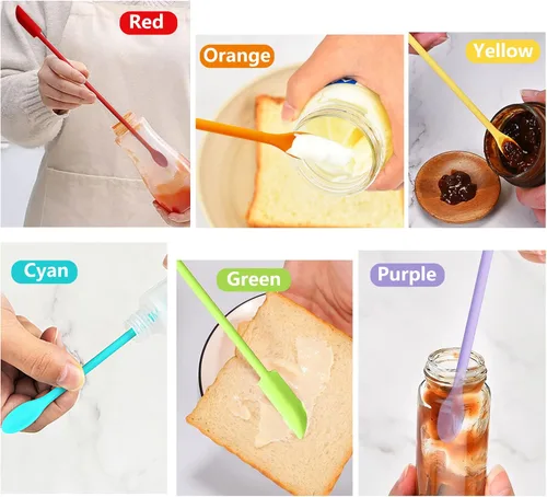 Miniatura 6 de Colorido juego de 6 espátulas de silicona, maquillaje y pequeñas espátulas para cosméticos y uso en cocina