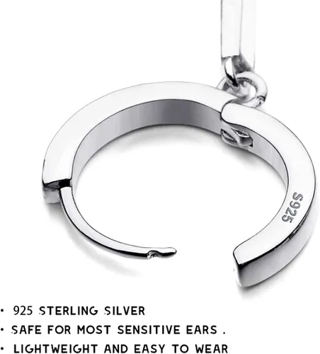 Miniatura 2 de Aretes de cruz de plata de ley 925, delicados aretes de aro para mujeres y hombres