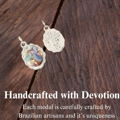 Miniatura 15 de Catholica Shop Colgante de medalla pequeña en tono plateado para ropa religiosa católica - Jesús, María y Santos, paquete de 6