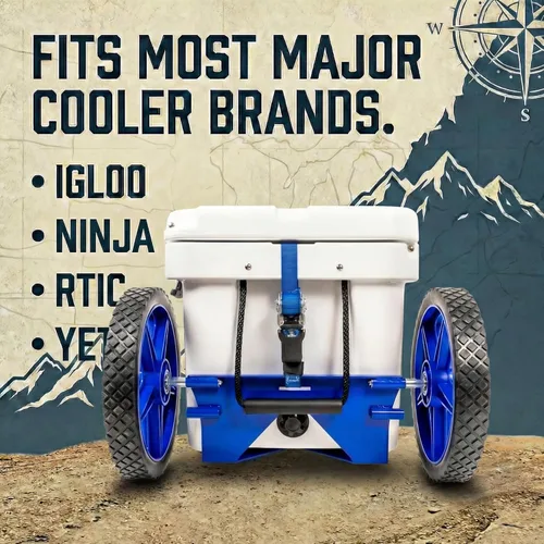 Miniatura 2 de Kit de rueda para enfriador para Yeti, RTIC, Igloo y la mayoría de otras marcas - Carro para enfriador - Carro de instalación fácil con accesorio