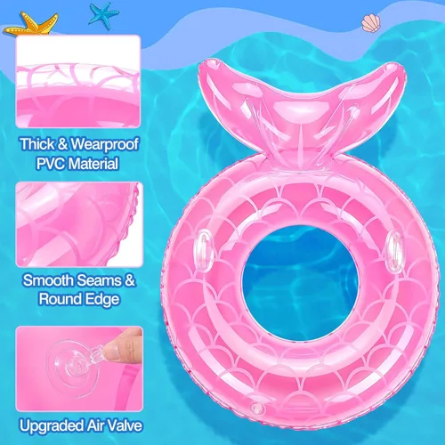 Miniatura 4 de MoKo Anillo de natación inflable, lindo flotador de piscina, decoración de tubo, tubos de natación, piscina al aire libre, playa, flotadores de Rosa