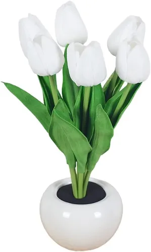 Miniatura 10 de Lámpara de mesa de tulipán, lámpara de mesa de tulipán, flor de tulipán, funciona con pilas, simulación de flores en maceta, decoración