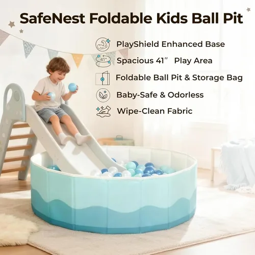 Miniatura 2 de Piscina de bolas de 40 pulgadas para niños pequeños y mascotas, pelota plegable para bebés, corralito de juegos y valla con bolsa de almacenamiento