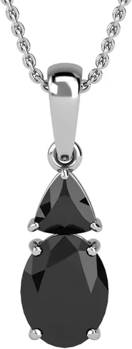 Miniatura 7 de Shop LC - Collar con colgante negro para mujer chapado en platino plata de ley 925 cadena única de 20 pulgadas No es una piedra preciosa