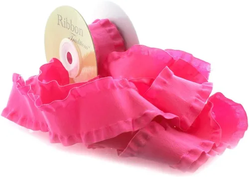 Miniatura 28 de Cinta de satén de 1.5 pulgadas con borde de doble volante, color rosa, 3 yardas para lazos para el cabello y costura