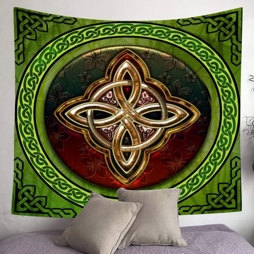 Miniatura 8 de SHRAPHY Tapiz celta de 60 x 40 pulgadas, tapiz nórdico vikingos, irlandés, redondo, nudo de amor, tapiz de buena suerte para sala de estar