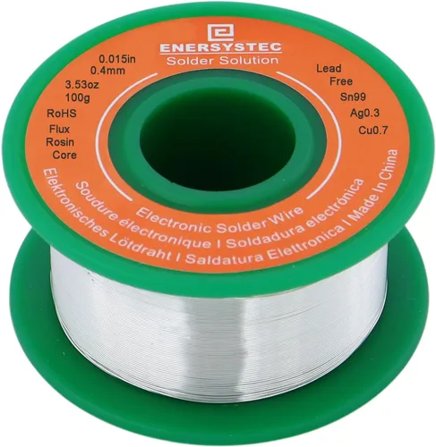 Alambre de soldadura fino 0.016 in sin plomo Electrónica Soldadura Alambre Núcleo de colofonia Sn99 Ag0.3 Cu0.7 Soldadura eléctrica activada 3.53 oz