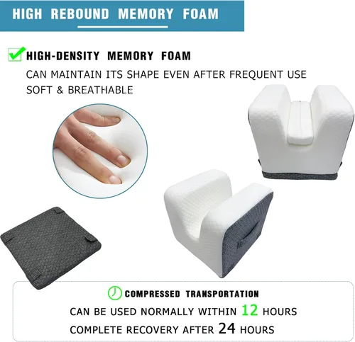 Miniatura 6 de Almohada de repuesto de rodilla – 4 alturas ajustables para extensión completa de pierna recta – Equipo de recuperación poscirugía con mango – Cuña