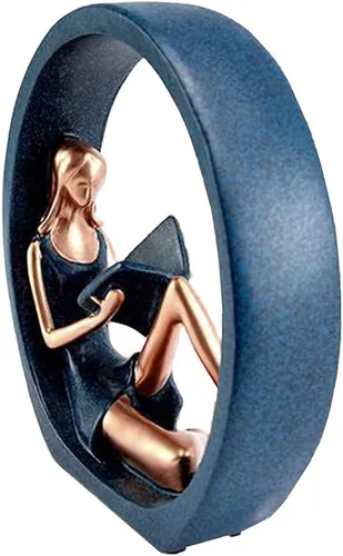 Miniatura 9 de EKDJKK Estatuilla de resina leyendo un libro, estantería de yoga para niña, decoración estética, escultura, pieza de acento, esculturas artísticas