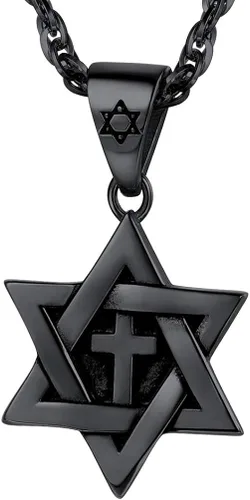 PROSTEEL Collar con colgante y cadena de acero inoxidable de la estrella de David judía, joyería de Israel para hombres y mujeres