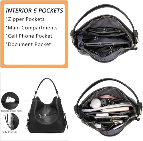 Miniatura 4 de Realer Bolsos Hobo para mujer, de piel sintética, bolso grande con borla