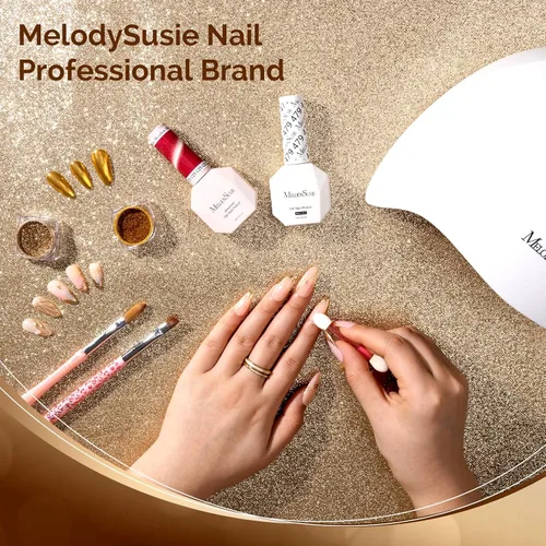 Miniatura 7 de MelodySusie Polvo para Uñas Oro Champán con Efecto Cromo para Uñas de Gel, Pigmento Metálico con Efecto Espejo, Purpurina Fina Elegante