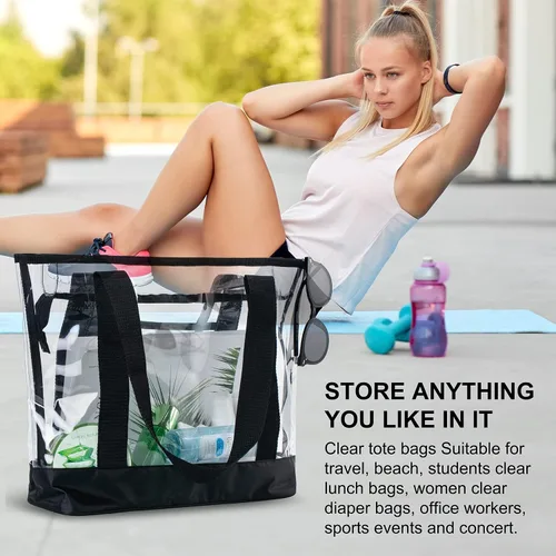 Miniatura 4 de Bolso transparente BORMELUN, con asa de cremallera para el trabajo, plástico transparente para mujer