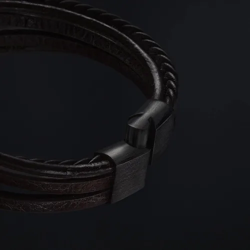 Miniatura 7 de SERASAR Premium Leather Bracelet [Braid] for Men in Black & Brown Various Lengths Magnetic Stainless Steel Clasp Exclusive Jewellery Box