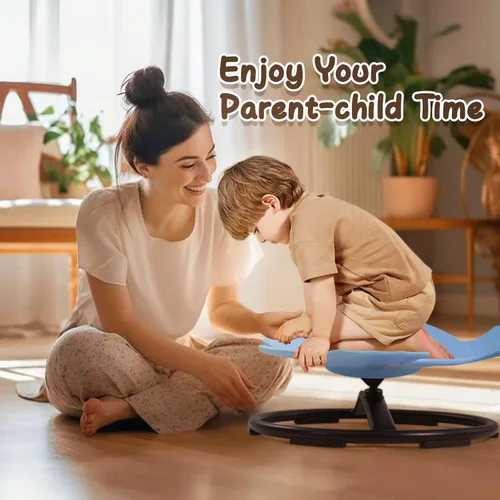 Miniatura 4 de Silla giratoria sensorial para niños con autismo, asiento giratorio en forma de pez de 360°, silla para sentarse y girar para niños pequeños con Azul