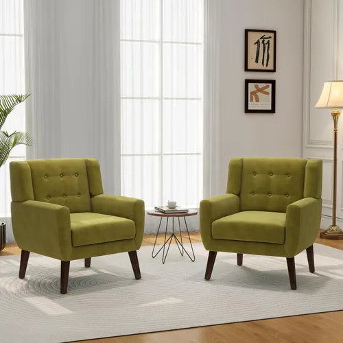 Miniatura 41 de Silla decorativa, sillas de tela moderna de mediados de siglo con brazos para sala de estar, cómodo sillón tapizado para dormitorio, sala de espera