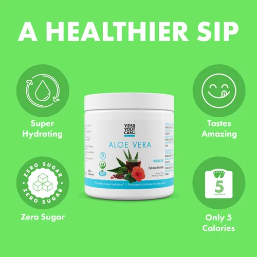 Miniatura 3 de Yes You Can! Mezcla de bebida en polvo de aloe vera, refuerzo de hidratación infundido con extracto de aloe vera orgánico puro, deliciosos sabores