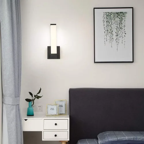Miniatura 7 de Aplique de pared negro para decoración de la casa, luces LED de pared para dormitorio, lámpara de pared de mesita de noche, lámpara de pared moderna