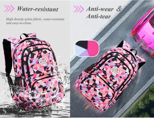 Miniatura 5 de Bansusu - Mochila para estudiantes, diseño geométrico, escuela primaria, para niñas