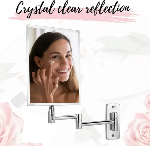 Miniatura 5 de MIRRORVANA Espejo de pared sin marco para baño con extensión giratoria de 11 pulgadas, sin aumento, superficie rectangular de 8.7 x 6.3 pulgadas