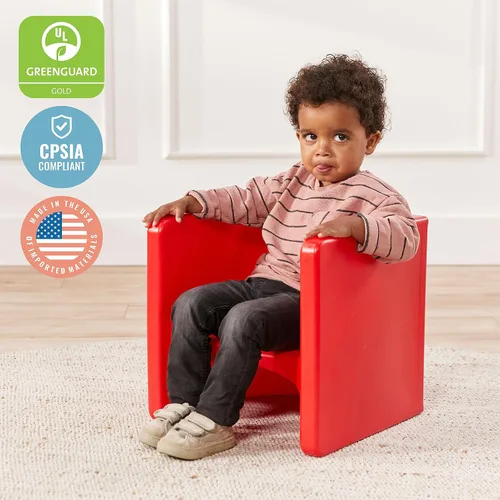 Miniatura 7 de ECR4Kids Tri-Me - Juego de mesa y sillas cubo, muebles multiusos, color rojo, 3 piezas
