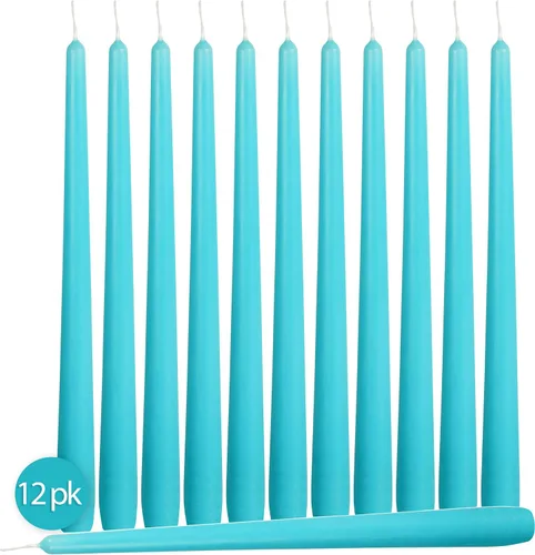 Miniatura 2 de Hyoola Tall Taper Candles - Vela de cena turquesa sin goteo de 10 pulgadas, sin perfume, cera de parafina con mechas de algodón, 8 horas de tiempo