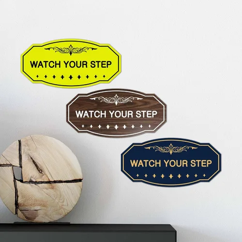 Miniatura 4 de Signs ByLITA Victorian Watch Your Step - Letrero de pared o puerta Material duradero y fácil instalación Señalización de seguridad (negro)