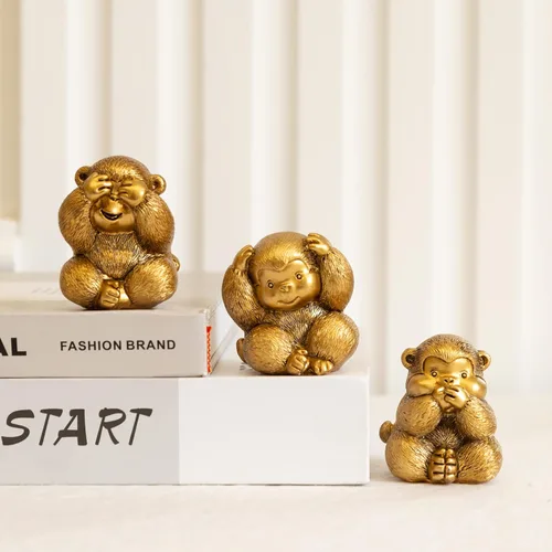 Miniatura 2 de TOHLUCS Estatua de 3 monos sabios. No ves el mal, no escuchas el mal, no hablas de monos malvados. Trae buena suerte, sabiduría. Figuras de mono