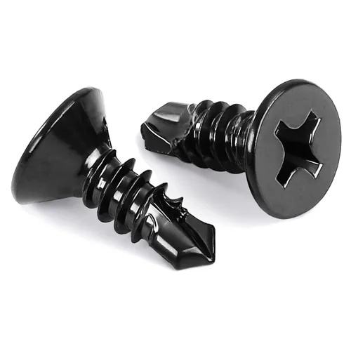 Miniatura 7 de Tornillos autorroscantes de cabeza plana #8 x 1-1/2" Tornillos de chapa metálica, acero inoxidable 410, acabado negro, 100