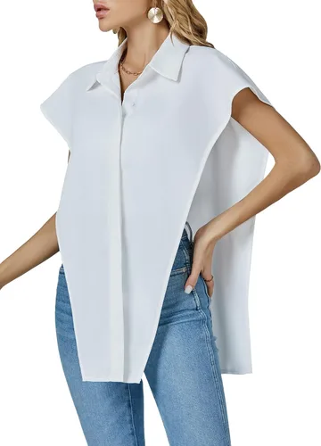 Miniatura 4 de Umenlele Blusa de gran tamaño con cuello y botones para mujer