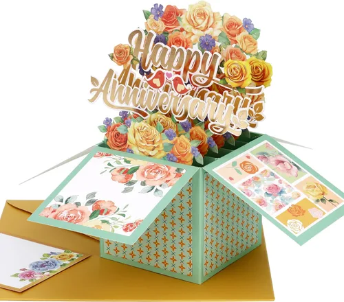 Miniatura 10 de Giiffu Tarjeta de feliz aniversario, tarjetas de aniversario emergentes en 3D, regalos para él, ella, esposa, marido, pareja, con sobre y tarjeta