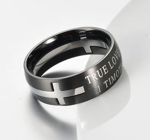 Miniatura 3 de EZSONA Anillo de pureza cristiana de acero inoxidable de 0.315in para hombre