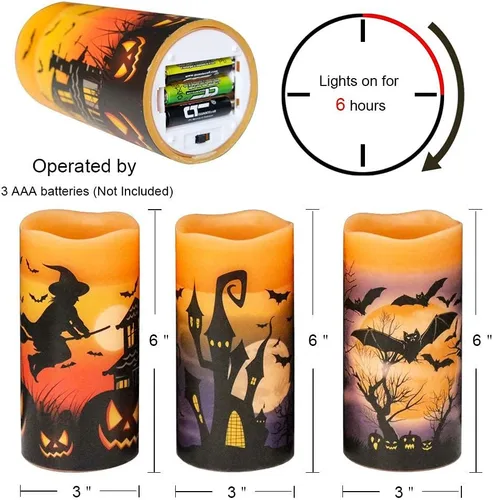 Miniatura 6 de Juego de 3 velas de calcomanía de Halloween de DRomance