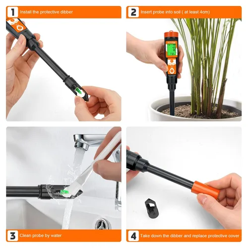 Miniatura 4 de Medidor digital de pH para suelo, probador de pH del suelo para plantas en maceta, lector de pH profesional para suelo y agua, kit electrónico