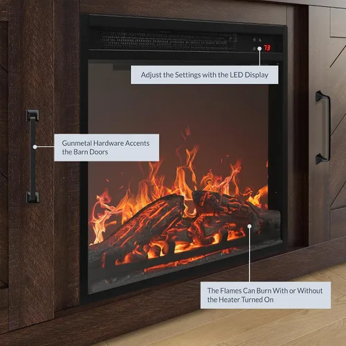Miniatura 5 de BELLEZE Hilo 58" puerta de granero TV consola para televisores de hasta 65" Espresso