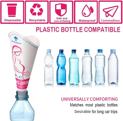 Miniatura 4 de JIURUN 30 unidades/50 unidades dispositivo desechable de orinación femenina, embudo portátil para orinar de pie desechable para mujeres, embudo