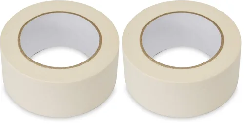 Lichamp Cinta adhesiva ancha de 2 pulgadas, 1 cinta adhesiva de uso general, color beige, papel de enmascarar blanco, 1.95 pulgadas x 55 yardas