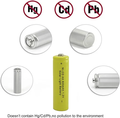 Miniatura 3 de Baterías de luz solar AA Ni-Cd AA 600mAh 1.2V baterías recargables AA baterías recargables para luces solares lámpara solar (paquete de 12)
