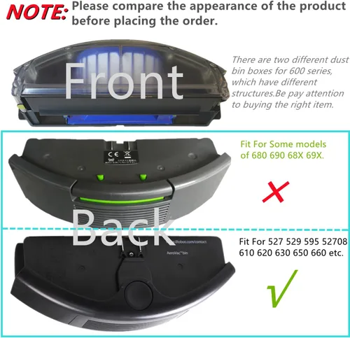 Miniatura 2 de Filtro Hepa AeroVac - Contenedor de basura compatible con Irobot Roomba 500 600 Series 527 595 620 675 692 694 caja de recolección, caja de filtro