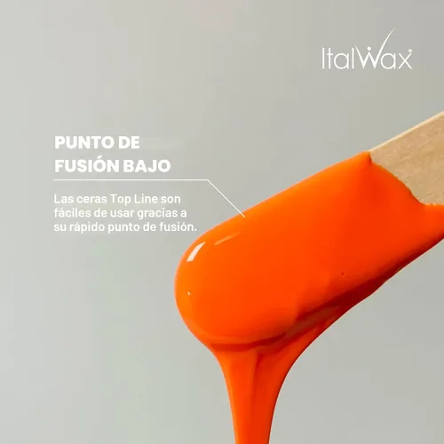 Miniatura 3 de Italwax Top Line Cera Dura Coral 1.65 lb (750g) – Textura Cremosa Naranja Intensa con Agarre Fuerte, Ideal para Bikini y Cabello Grueso, Aplicación