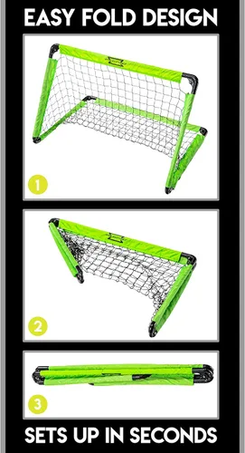 Miniatura 5 de Franklin Sports Mini portería de fútbol portátil, plegable, para interiores y exteriores, para niños, con bolsa de transporte, portería juvenil