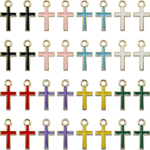 Miniatura 7 de Colgantes de rosario de cruz colgantes de circón de cristal, aleación chapada en oro/plata para hacer joyas, manualidades, pulsera, collar, pendiente