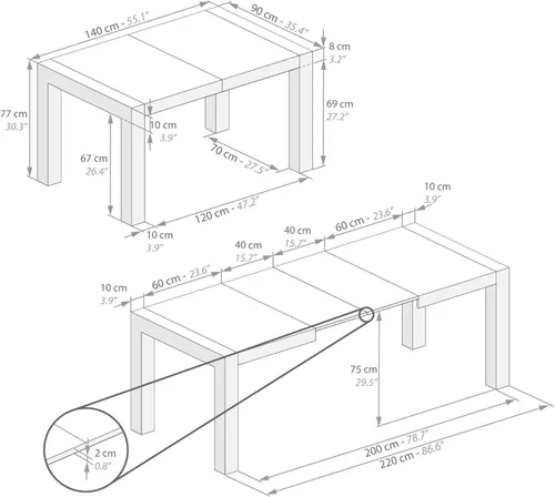 Miniatura 3 de Mobili Fiver, Iacopo - Mesa de comedor extensible, roble rústico, fabricada en Italia