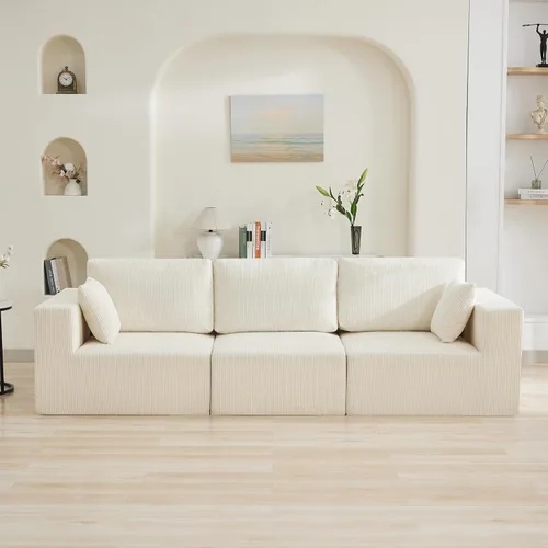 Miniatura 7 de Sofá modular Cloud de 3 plazas sin hueso de 115 pulgadas para habitación familiar, sofá sin espinas comprimida de espuma viscoelástica con asiento
