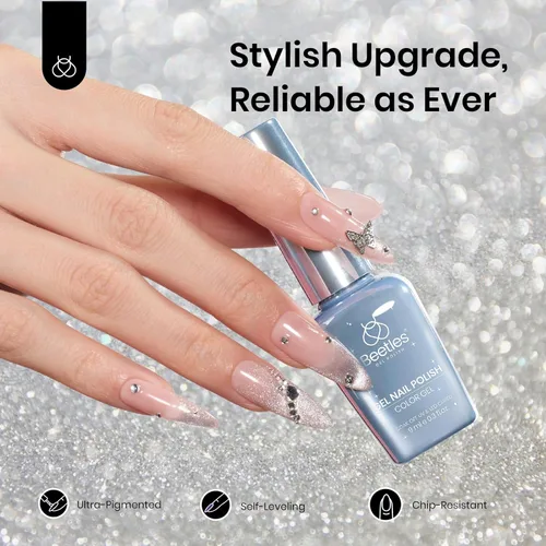Miniatura 135 de Beetles - Esmalte de uñas de gel rosa claro, 0.5 fl oz, color rosa bebé, esmalte de gel que se absorbe con luz UV LED, arte de uñas de verano, salón
